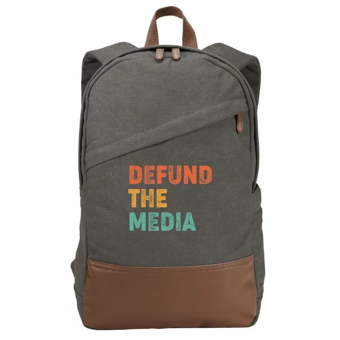 Vintage Defund The Media Cotton Canvas Backpack