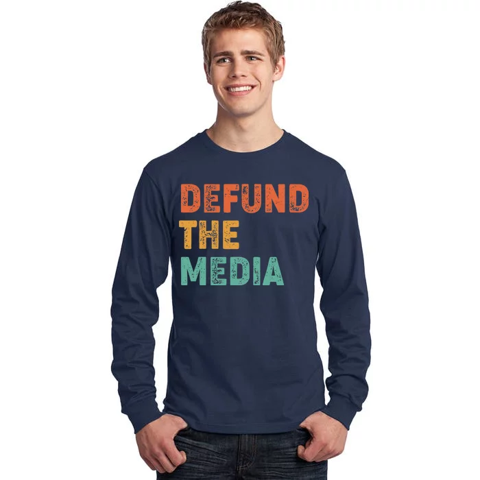 Vintage Defund The Media Tall Long Sleeve T-Shirt