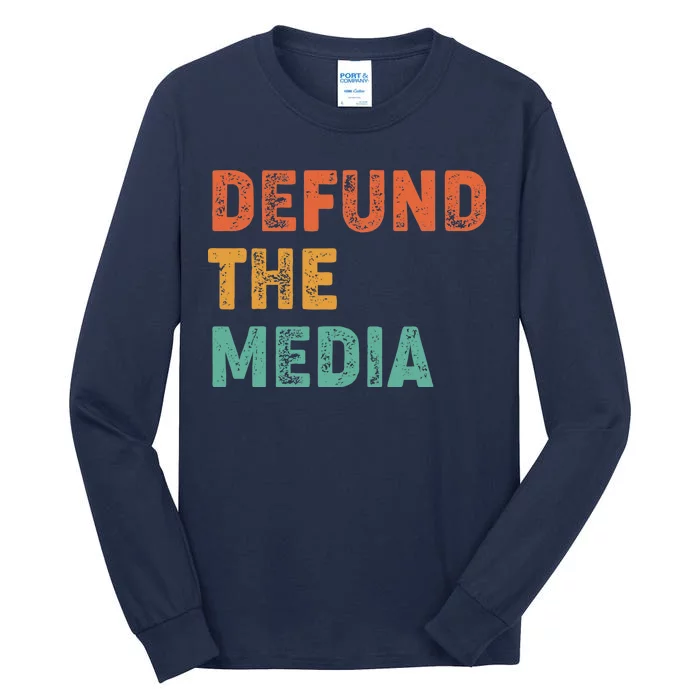 Vintage Defund The Media Tall Long Sleeve T-Shirt