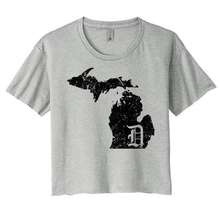 Vintage Detroit, Michigan Old English D Women's Crop Top Tee