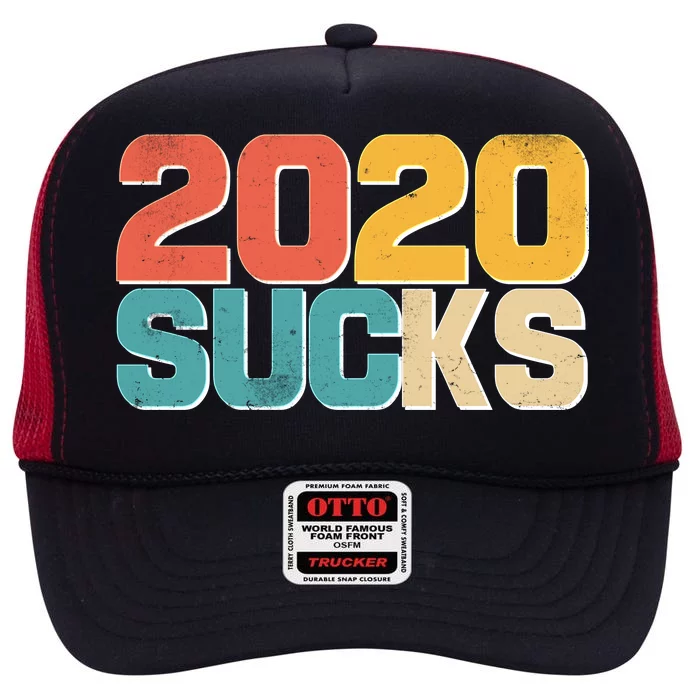 Vintage Distressed 2020 Sucks High Crown Mesh Trucker Hat