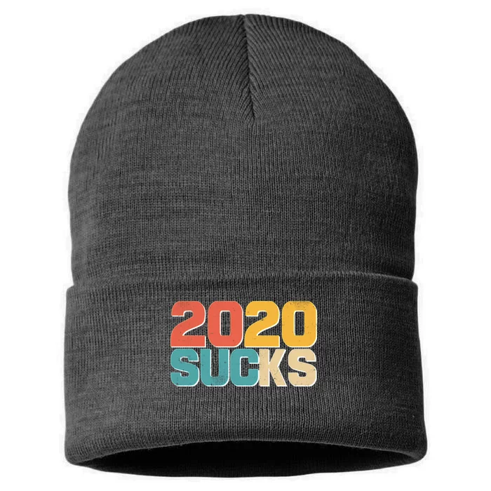 Vintage Distressed 2020 Sucks Sustainable Knit Beanie