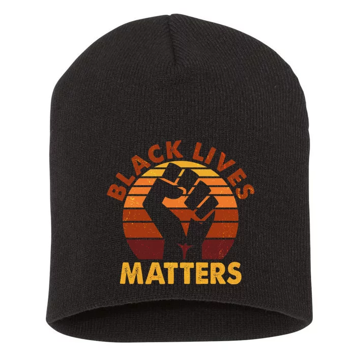 Vintage Distressed Black Lives Matter Fist Short Acrylic Beanie