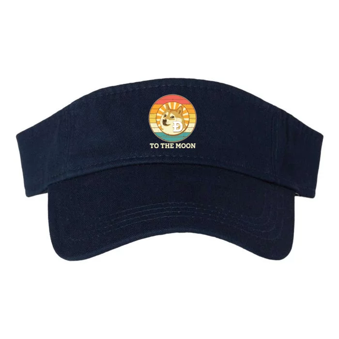 Vintage Dogecoin To The Moon Meme Emblem Valucap Bio-Washed Visor