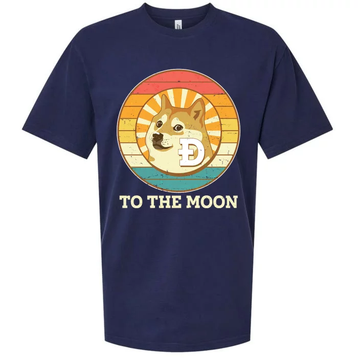 Vintage Dogecoin To The Moon Meme Emblem Sueded Cloud Jersey T-Shirt