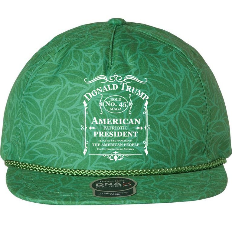 Vintage Donald Trump No 45 Bold MAGA Whisky Label Aloha Rope Hat