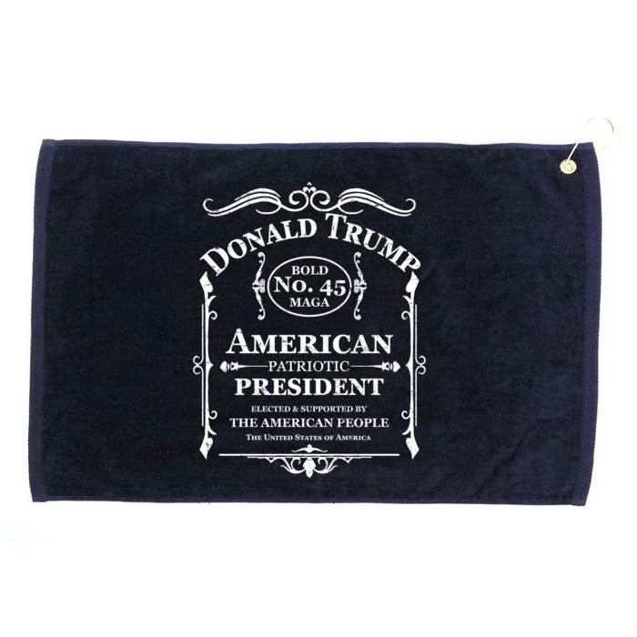 Vintage Donald Trump No 45 Bold MAGA Whisky Label Grommeted Golf Towel