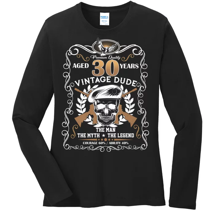 Vintage Dude Aged 30 Years Man Myth Legend 30th Birthday Ladies Long Sleeve Shirt