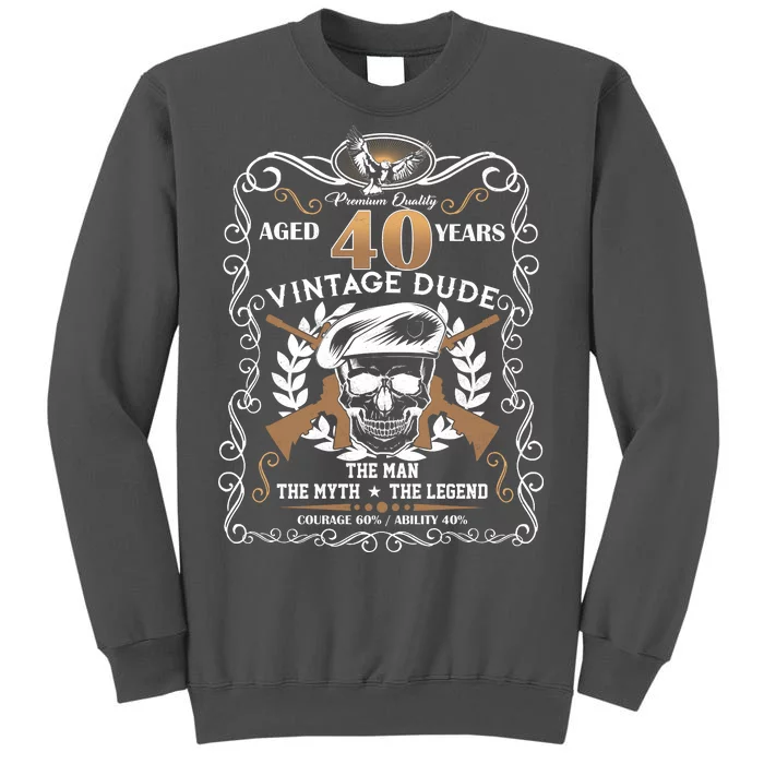 Vintage Dude Aged 40 Years Man Myth Legend 40th Birthday Tall Sweatshirt