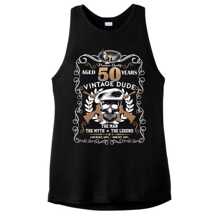 Vintage Dude Aged 50 Years Man Myth Legend 50th Birthday Ladies Tri-Blend Wicking Tank