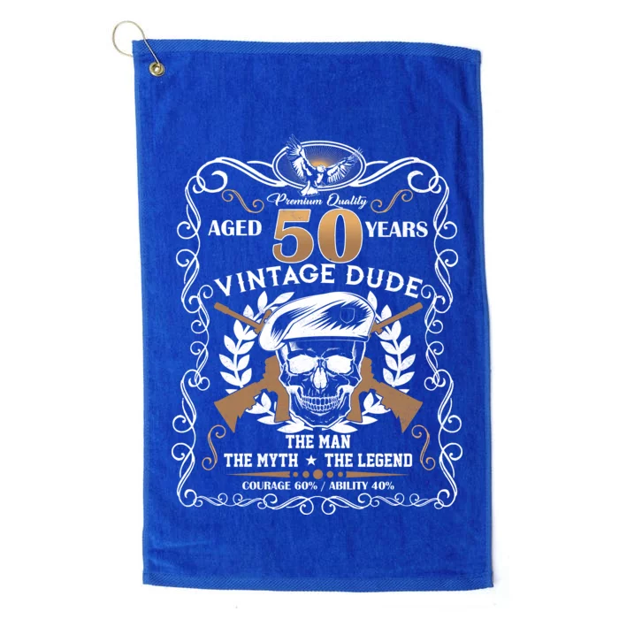 Vintage Dude Aged 50 Years Man Myth Legend 50th Birthday Platinum Collection Golf Towel