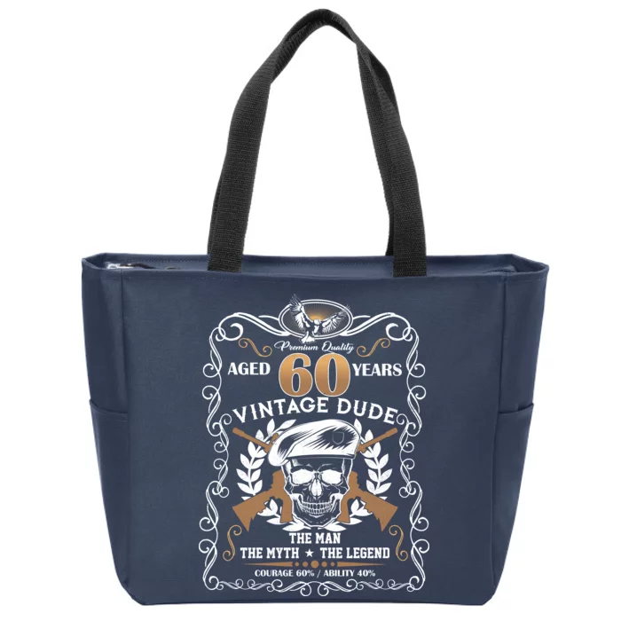 Vintage Dude Aged 60 Years Man Myth Legend 60th Birthday Zip Tote Bag