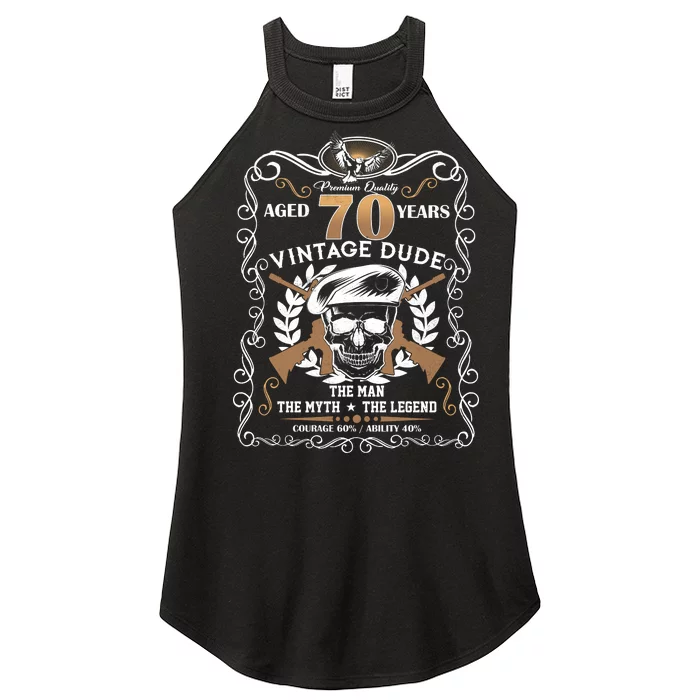 Vintage Dude Aged 70 Years Man Myth Legend 70th Birthday Women’s Perfect Tri Rocker Tank