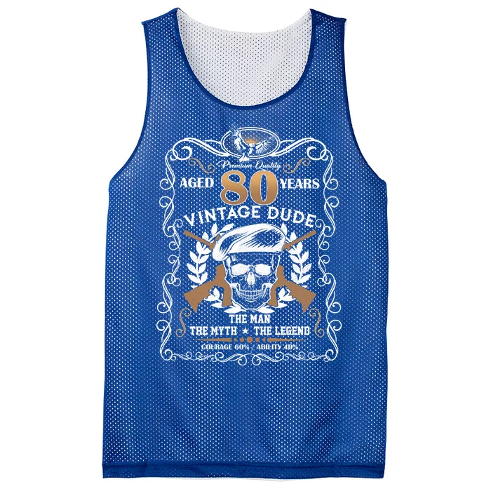 Vintage Dude Aged 80 Years Man Myth Legend 80th Birthday Mesh Reversible Basketball Jersey Tank