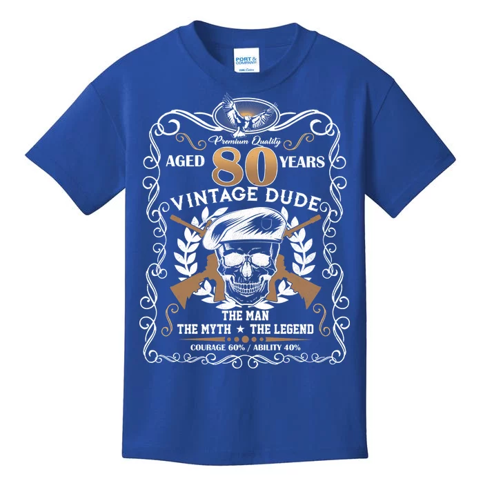 Vintage Dude Aged 80 Years Man Myth Legend 80th Birthday Kids T-Shirt