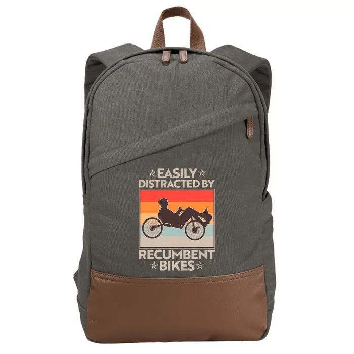 Vintage Easily Distracted By Recumbent Bikes Cotton Canvas Backpack