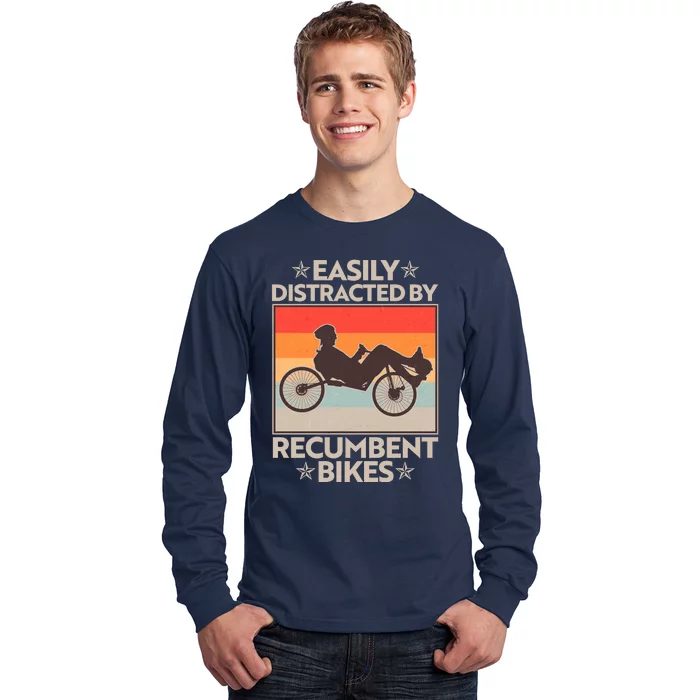 Vintage Easily Distracted By Recumbent Bikes Long Sleeve Shirt