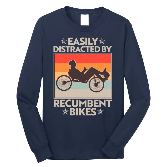 Vintage Easily Distracted By Recumbent Bikes Long Sleeve Shirt