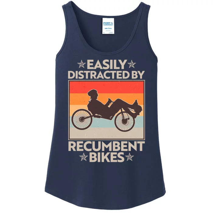 Vintage Easily Distracted By Recumbent Bikes Ladies Essential Tank