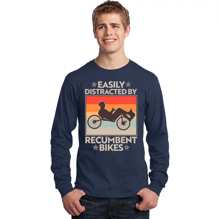 Vintage Easily Distracted By Recumbent Bikes Tall Long Sleeve T-Shirt