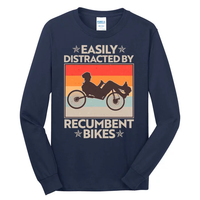 Vintage Easily Distracted By Recumbent Bikes Tall Long Sleeve T-Shirt