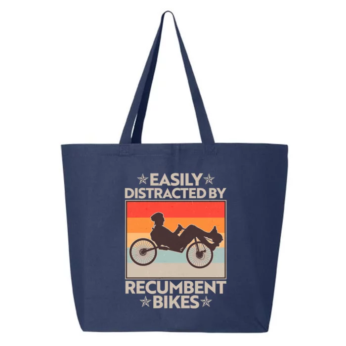 Vintage Easily Distracted By Recumbent Bikes 25L Jumbo Tote