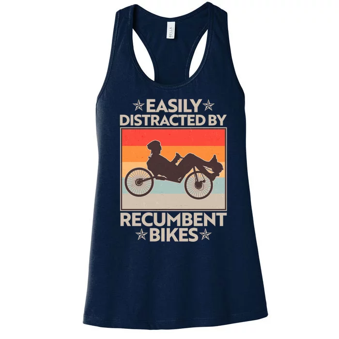 Vintage Easily Distracted By Recumbent Bikes Women's Racerback Tank