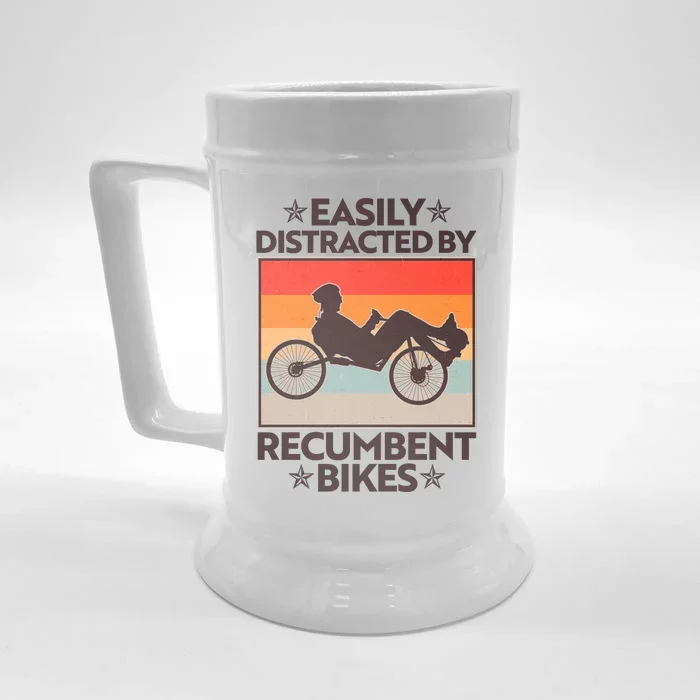 Vintage Easily Distracted By Recumbent Bikes Front & Back Beer Stein