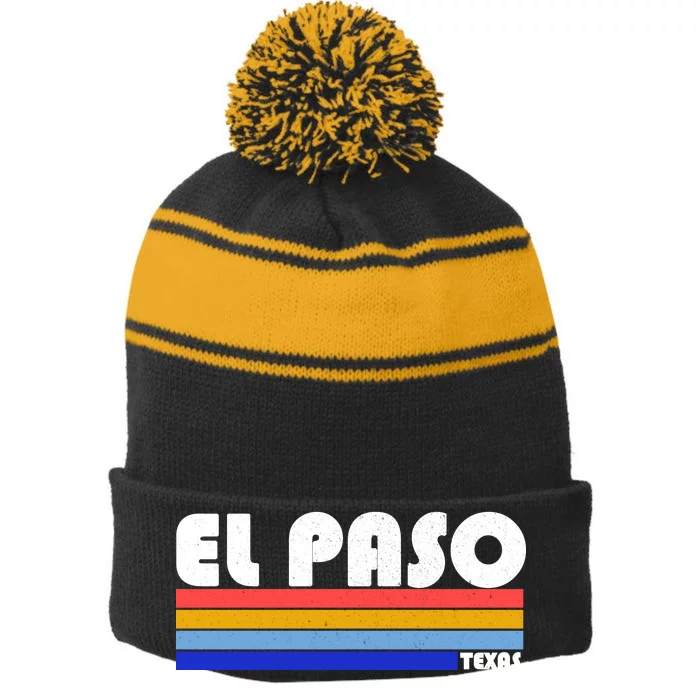 Vintage El Paso Texas Stripe Pom Pom Beanie