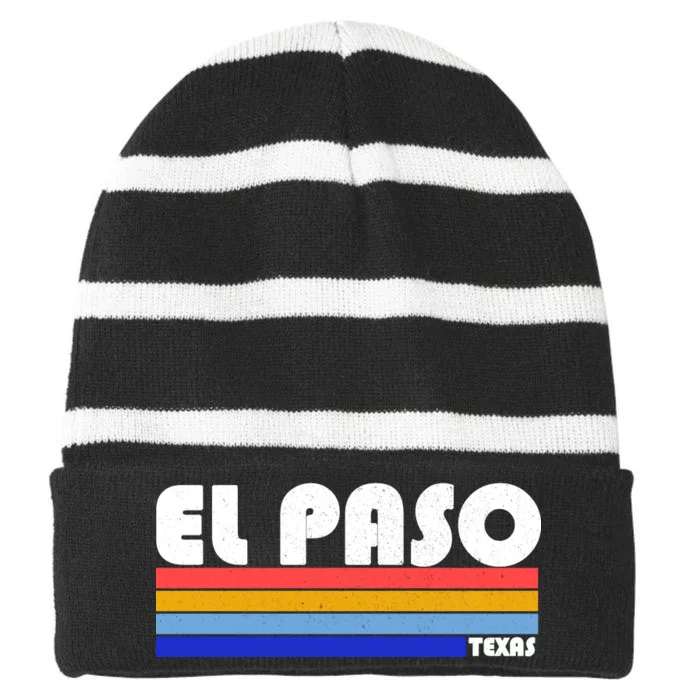 Vintage El Paso Texas Striped Beanie with Solid Band