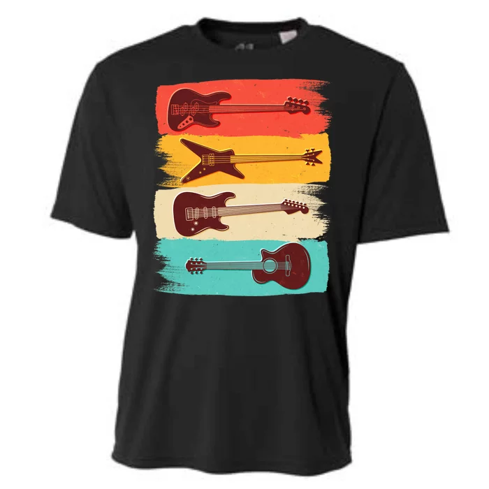 Vintage Electric Guitars Retro Colors Cooling Performance Crew T-Shirt