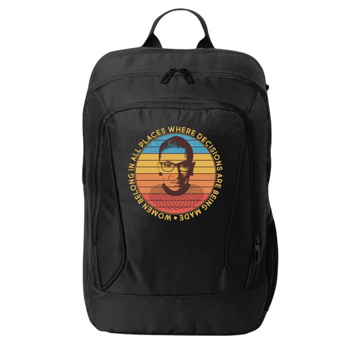 Vintage Emblem Ruth Bader Ginsburg Quote Women Belongs in All Place City Backpack