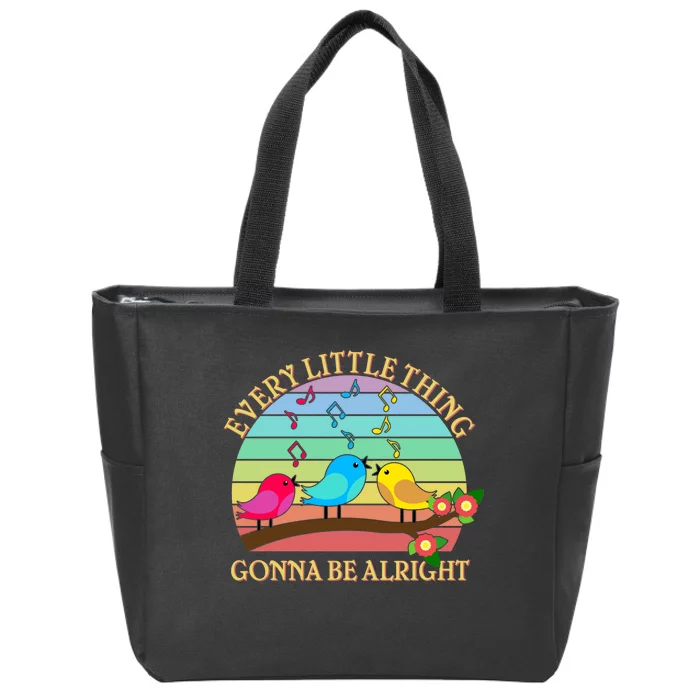 Vintage Every Little Thing Is Gonna Be Alright Birds Zip Tote Bag