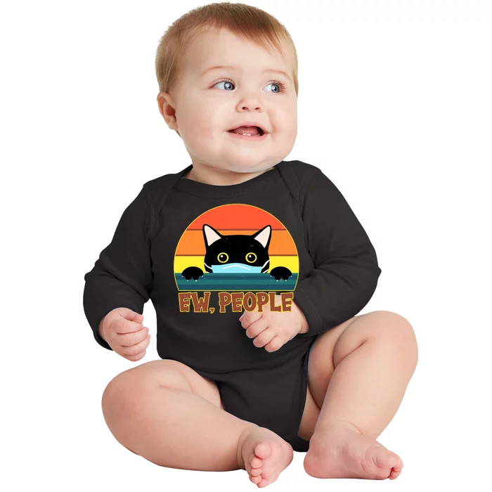 Vintage Ew People Social Distancing Mask Cat Baby Long Sleeve Bodysuit