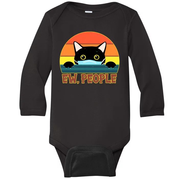 Vintage Ew People Social Distancing Mask Cat Baby Long Sleeve Bodysuit