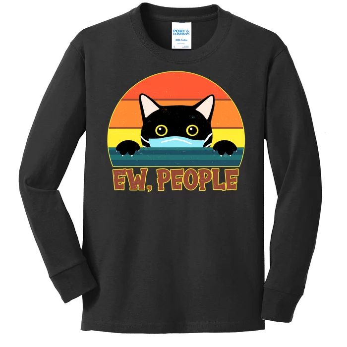 Vintage Ew People Social Distancing Mask Cat Kids Long Sleeve Shirt