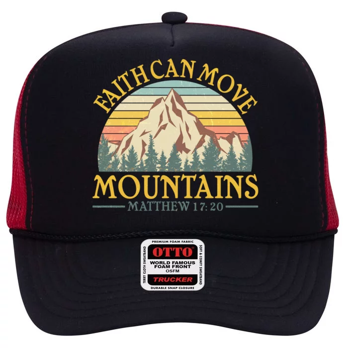 Vintage Faith Can Move Mountains Matthew 17:20 High Crown Mesh Trucker Hat