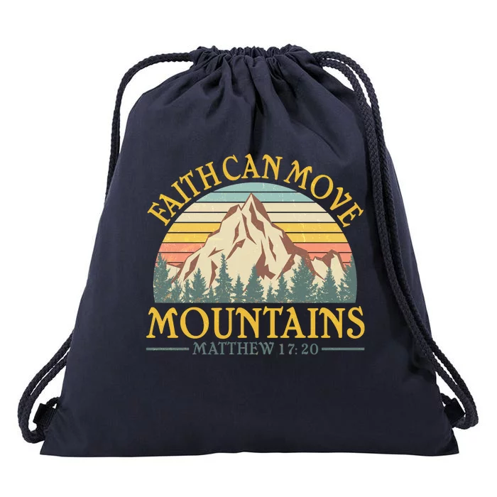 Vintage Faith Can Move Mountains Matthew 17:20 Drawstring Bag