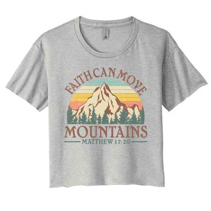 Vintage Faith Can Move Mountains Matthew 17:20 Women's Crop Top Tee