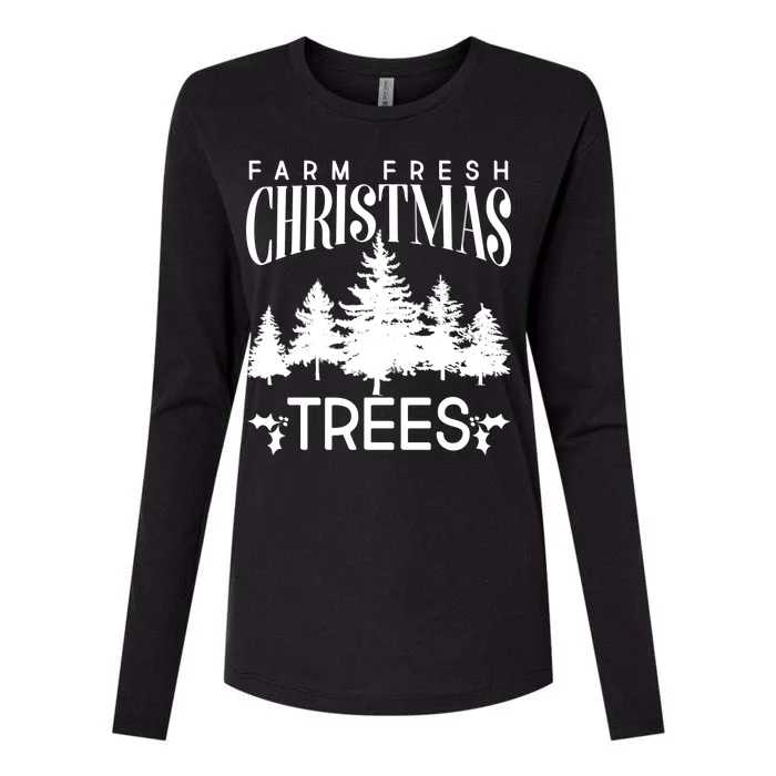 Vintage Farm Fresh Christmas Trees Womens Cotton Relaxed Long Sleeve T-Shirt