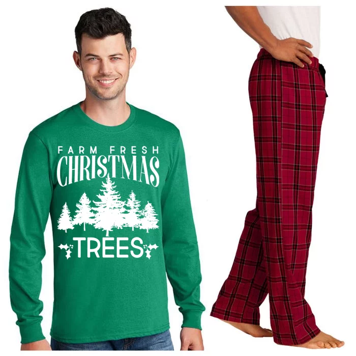 Vintage Farm Fresh Christmas Trees Long Sleeve Pajama Set