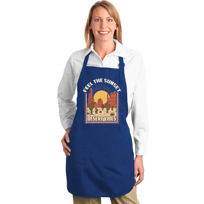 Vintage Feel The Sunset Desert Vibes Full-Length Apron With Pocket