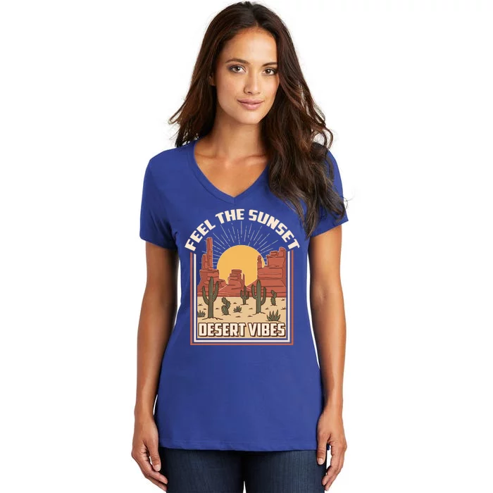 Vintage Feel The Sunset Desert Vibes Women's V-Neck T-Shirt