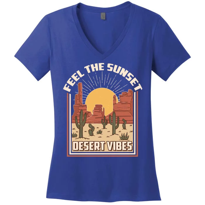 Vintage Feel The Sunset Desert Vibes Women's V-Neck T-Shirt