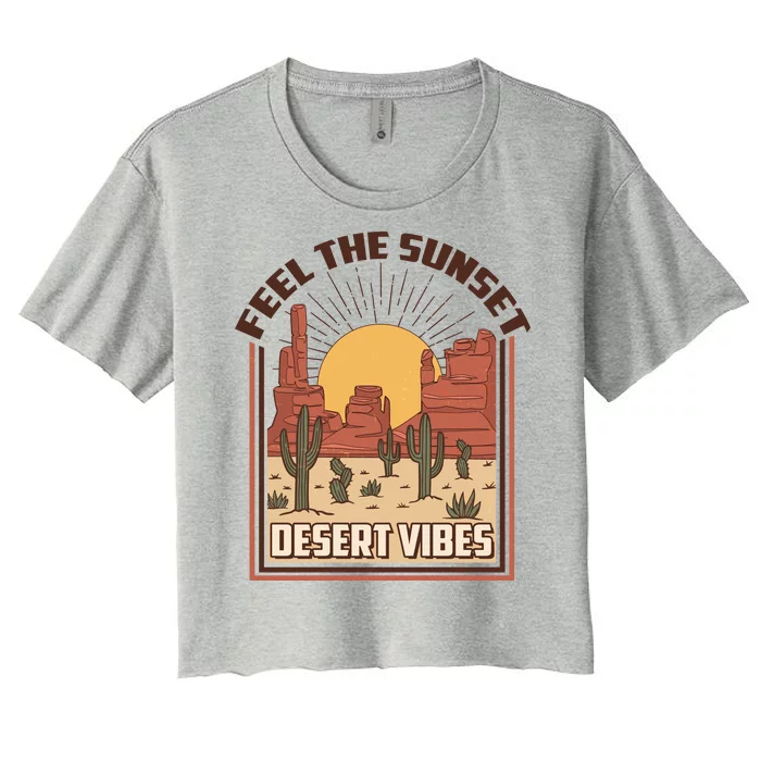 Vintage Feel The Sunset Desert Vibes Women's Crop Top Tee