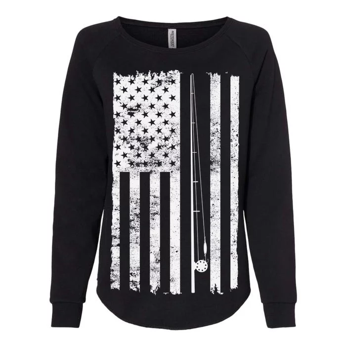 Vintage Fishing American Flag Pole Womens California Wash Sweatshirt