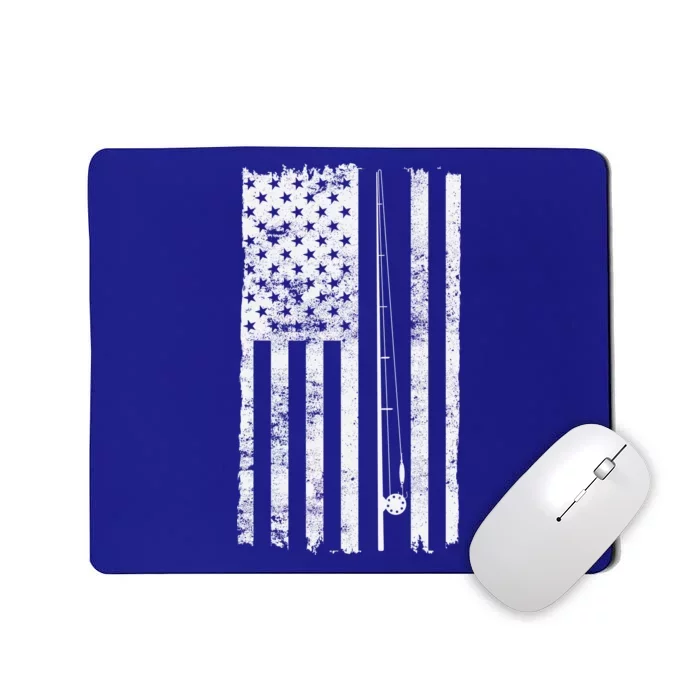 Vintage Fishing American Flag Pole Mousepad