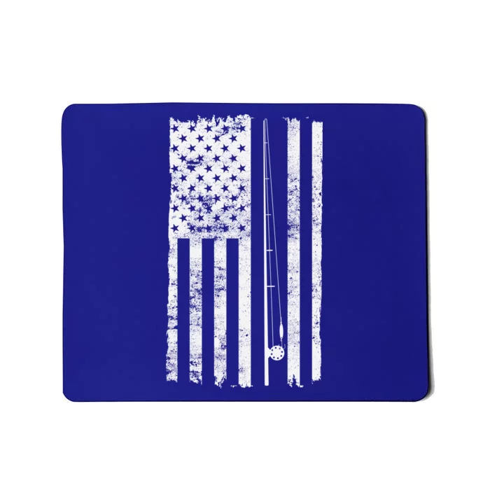 Vintage Fishing American Flag Pole Mousepad