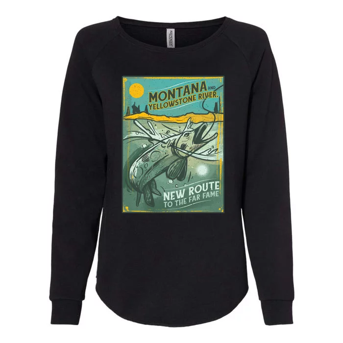 Vintage Fishing Montana Womens California Wash Sweatshirt