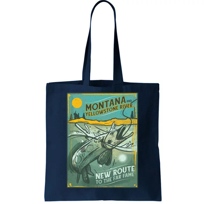 Vintage Fishing Montana Tote Bag